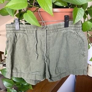 Medium Army Green Linen Summer Shorts - Old Navy